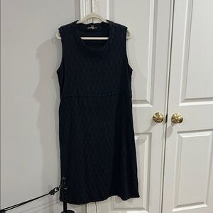 Flax Black Textured Midi Linen Dress